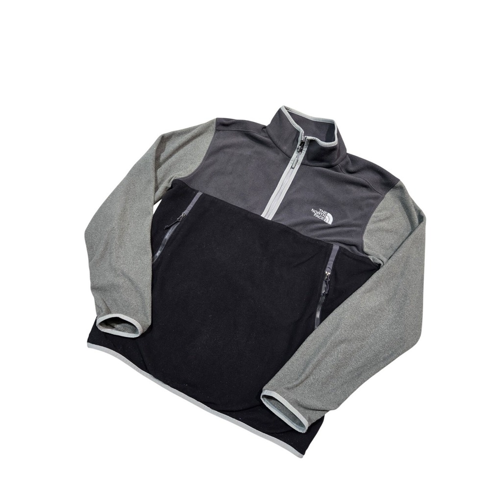 The North Face Black Gray Half Zip Jacket Men's L Logo Zipper Accent